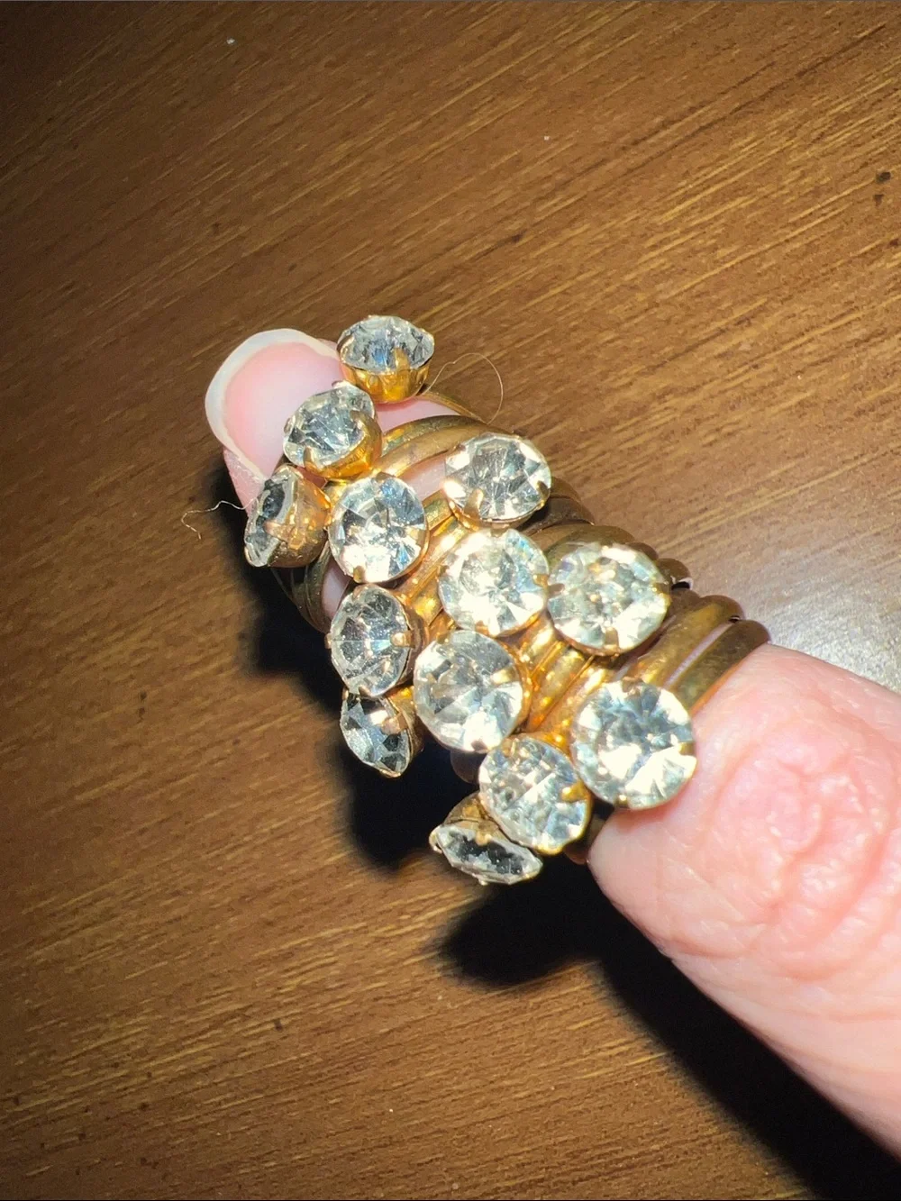 Clear Crystal Gold Metal Faux Engagement Rings